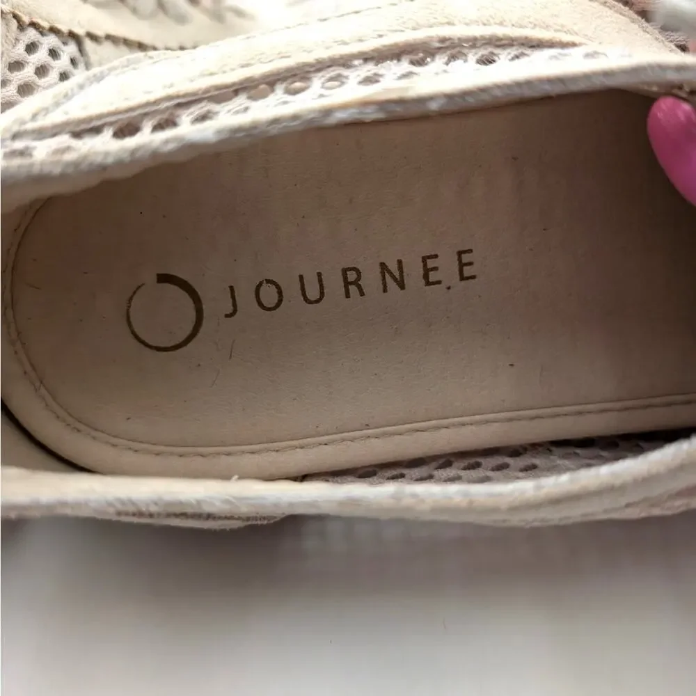 Journee Collection Chasse Lace-Up Sneaker Shoes Women's Beige Size US10M EU40